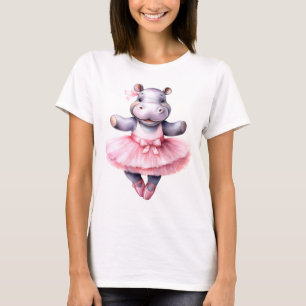 Cute hippo ballerina dansballet t shirt