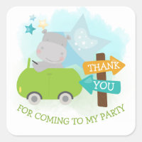 Cute Hippo Car Tack Boy Birthday