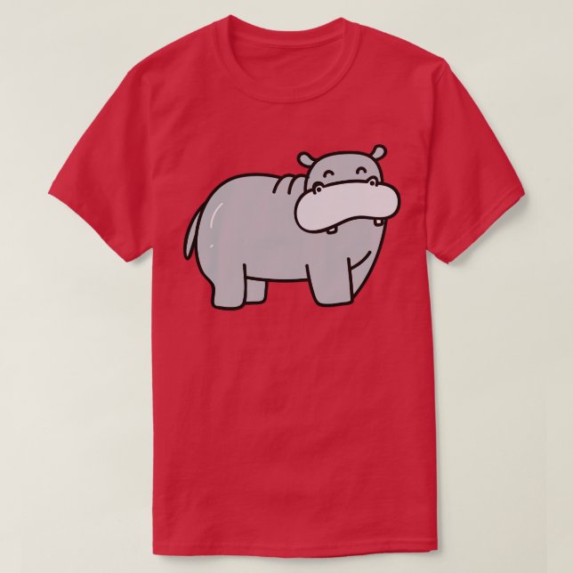 Cute Hippo Doodle Teckning T Shirt (Design framsida)