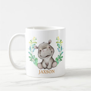 Cute Hippo En safari (djur), födelsedagskaffe Mug Kaffemugg