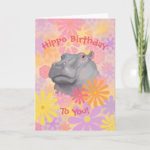 Cute Hippo-födelsedagskort