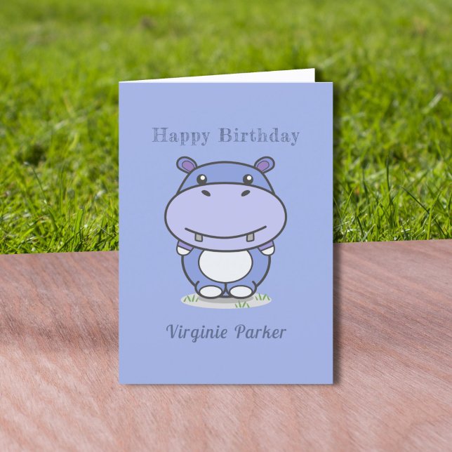 Cute Hippo-födelsedagskort Tack Kort (Cute Hippo Birthday Card)