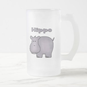 Cute Hippo Frostat Ölglas