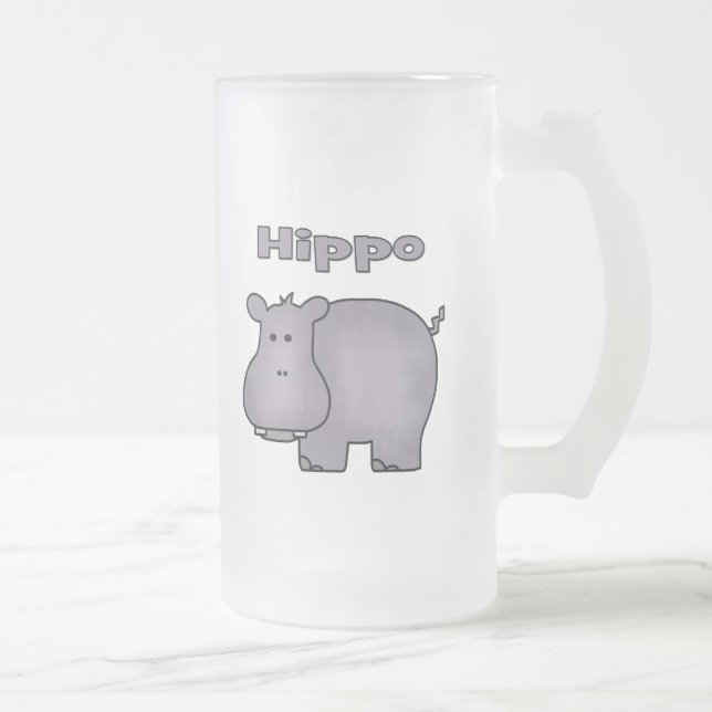 Cute Hippo Frostat Ölglas (Höger)
