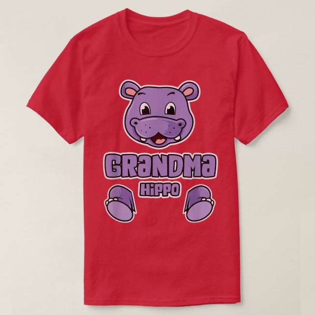 Cute Hippo GrandmaFunny Grandma T Shirt (Design framsida)