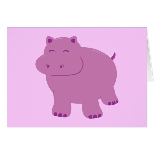 Cute Hippo Hälsningskort (Framsidan Horizontal)