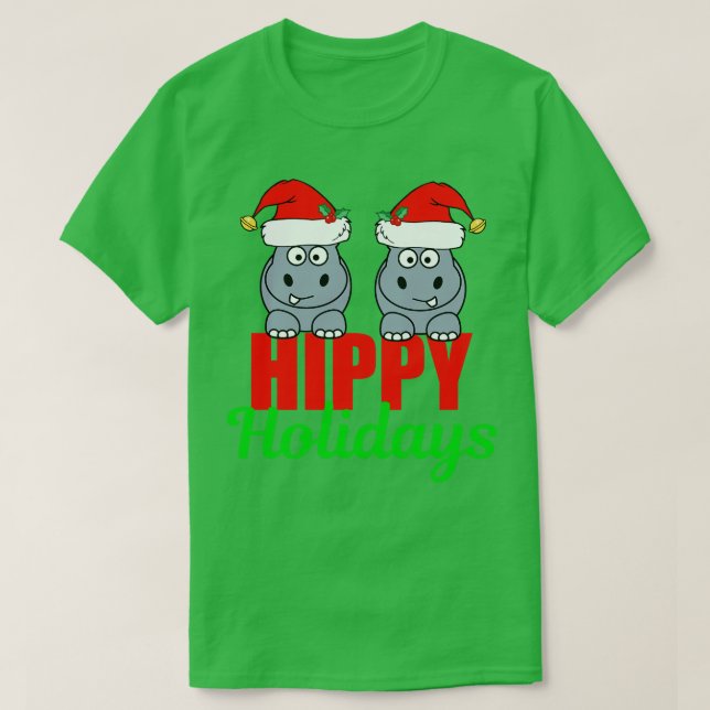 Cute Hippo Helgdag Den fina julen T Shirt (Design framsida)