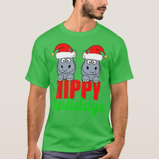 Cute Hippo Helgdag Den fina julen T Shirt