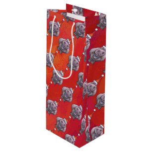 Cute Hippo i Santa Hat Mönster på Red