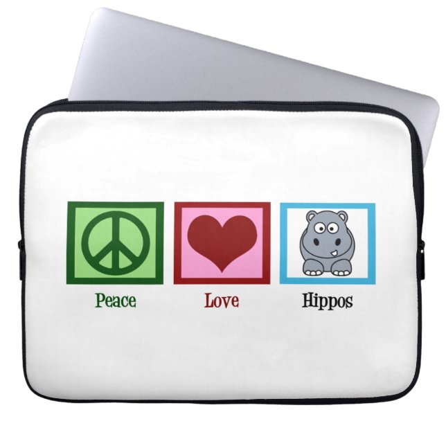 Cute Hippo Laptop Sleeve (Framsidan)