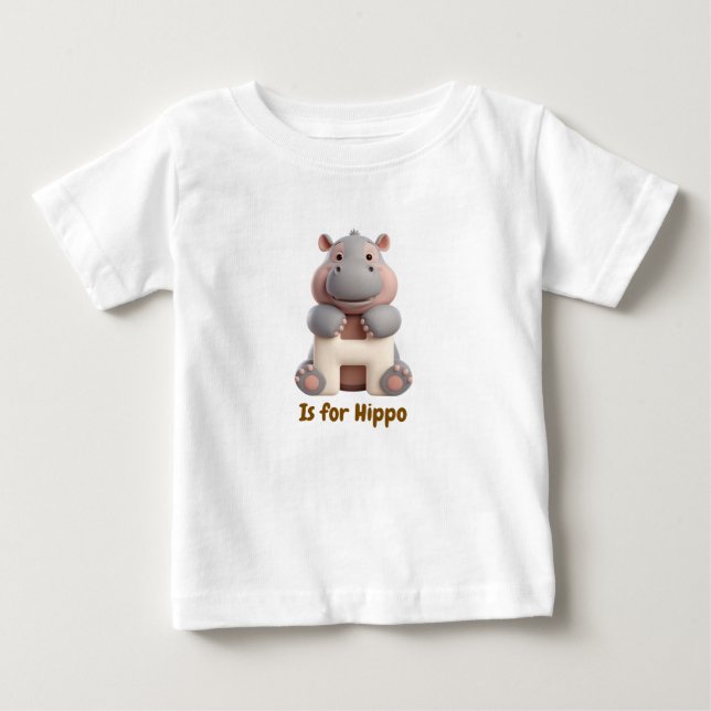Cute Hippo Letter H Kids T-Shirt | Animal Alphabet (Framsida)