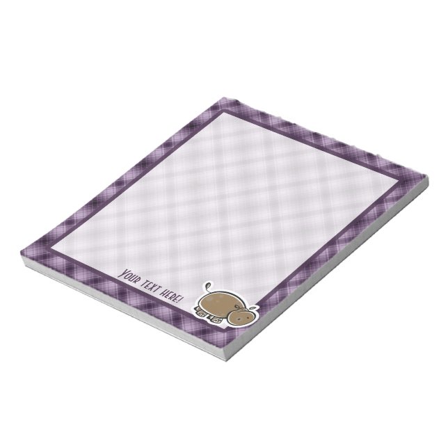 Cute Hippo, Lila Anteckningsblock (Roterad)