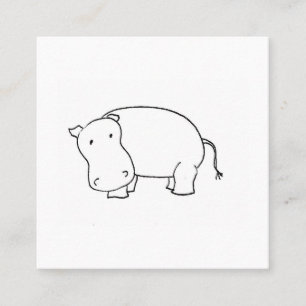 Cute hippo-linjen teckning fyrkantigt visitkort