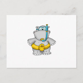 Cute Hippo med Flytande Däck och googler Vykort