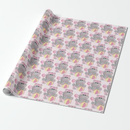 Cute Hippo med rattle och Boll Wrapping Papper Presentpapper