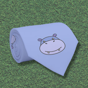 Cute Hippo Neck Tie Slips