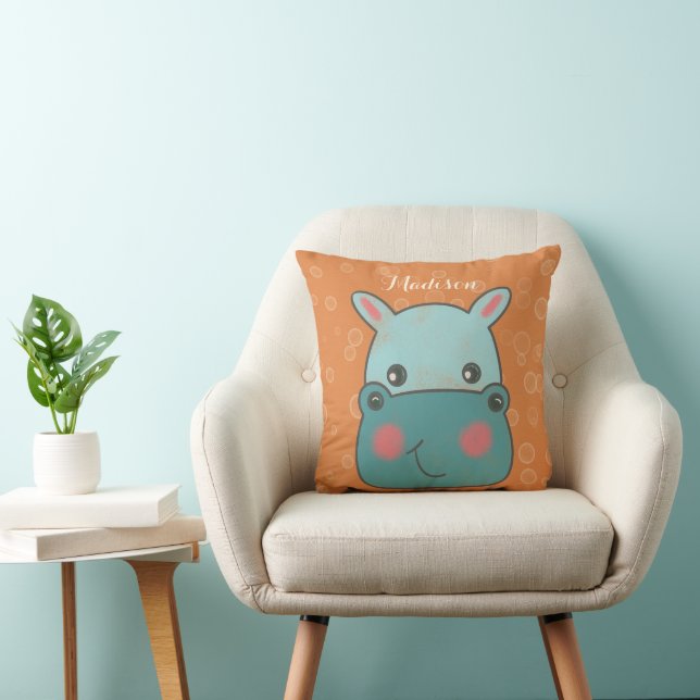 Cute Hippo Nursery Dekorativ kudde (Stol)