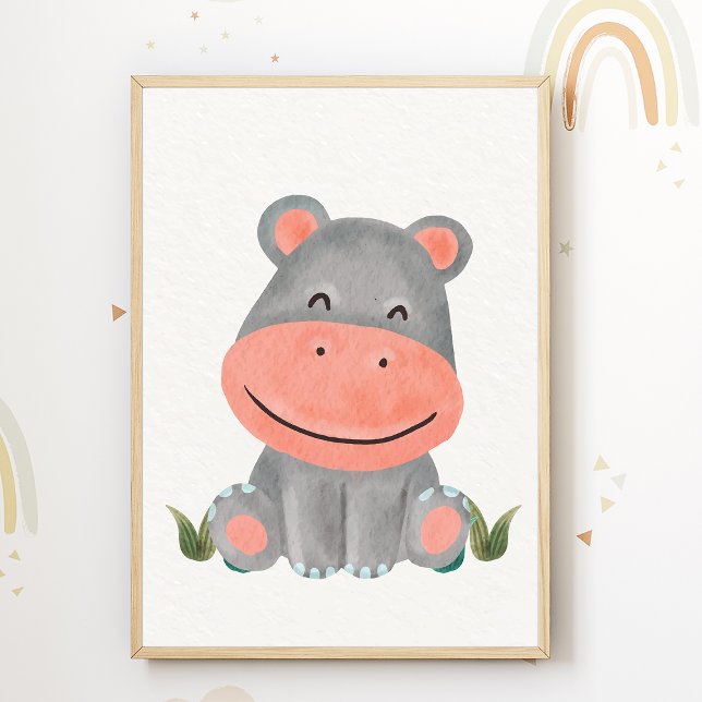 Cute Hippo Nursery Poster barnrumsdekoration (Skapare uppladdad)
