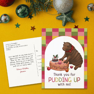 Cute Hippo och Pudding Funny God Jul Tack Helg Vykort