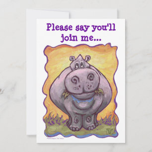 Cute Hippo Party-inbjudan Inbjudningar