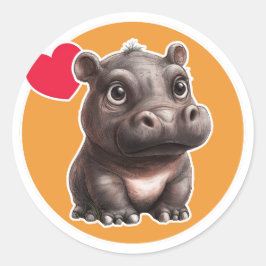 Cute Hippo Runt Klistermärke