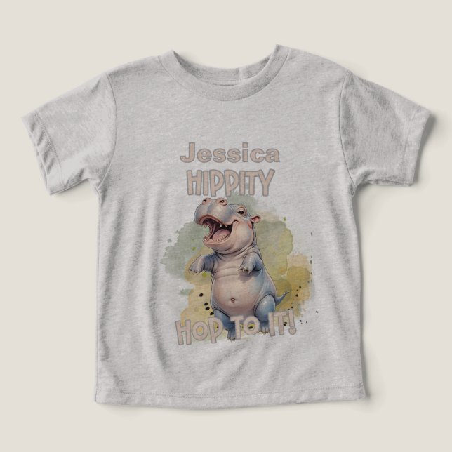 Cute Hippo Safari Animal T Shirt (Design Framsida)
