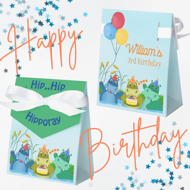 Cute Hippo Safari River Birthday Presentaskar (Skapare uppladdad)