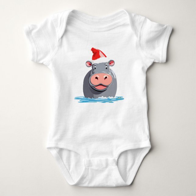 Cute HIPPO Safari Santa jul Costume Squad T Shirt (Framsida)