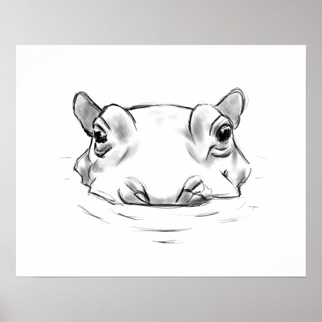 Cute hippo-sketch poster (Framsidan)