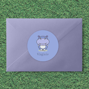 Cute Hippo Sticker Runt Klistermärke