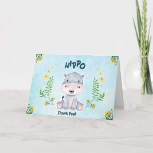 Cute Hippo Tackkort