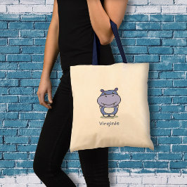 Cute Hippo Tote Bag Tygkasse