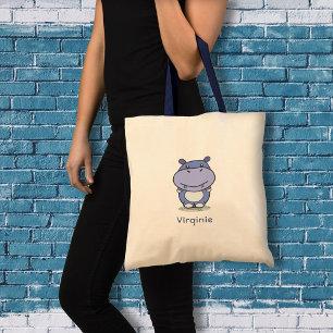 Cute Hippo Tote Bag Tygkasse