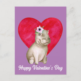 Cute Hippo Valentine Vykort