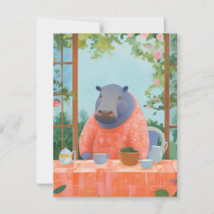 Cute Hippo Vykort