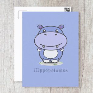 Cute Hippo-vykort Vykort