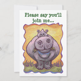 Cute Hippopotamus födelsedag Inbjudningar
