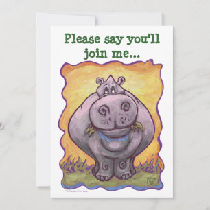 Cute Hippopotamus födelsedag Inbjudningar