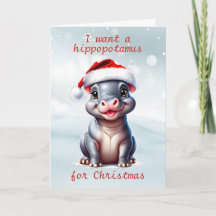 Cute Hippopotamus Santa Hat Snowy-jul