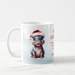 Cute Hippopotamus Santa Hat Snowy-jul Kaffemugg