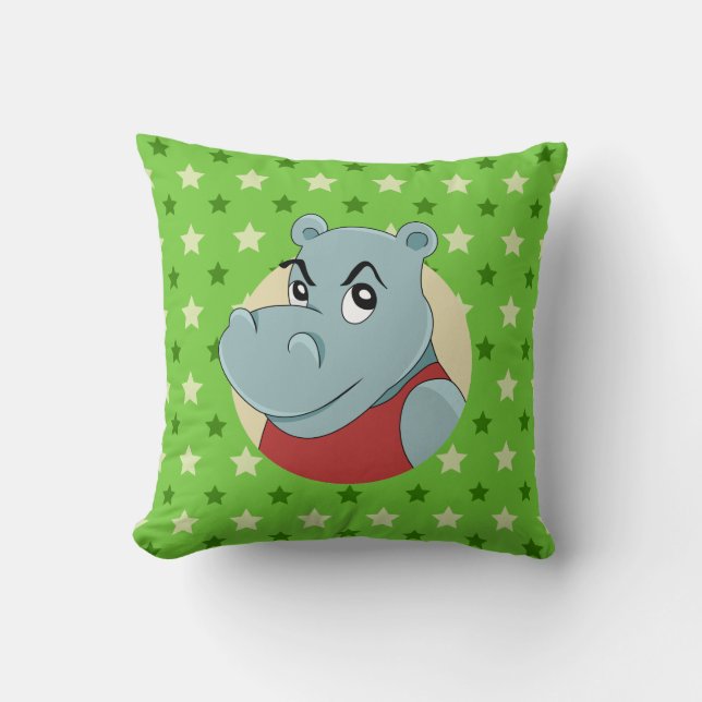 Cute hippopotamus-tecknad kudde (Framsida)