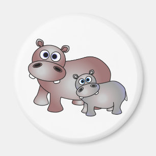 Cute Hippos Mamma och Baby Magnet