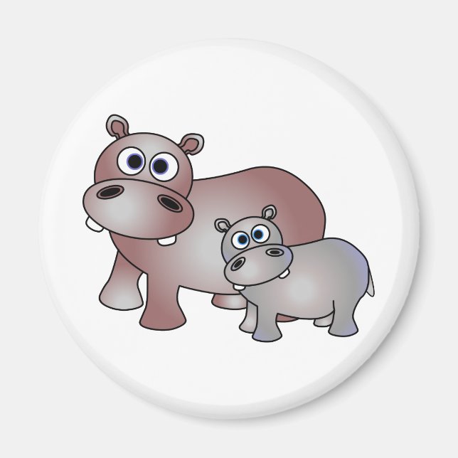 Cute Hippos Mamma och Baby Magnet (Framsidan)