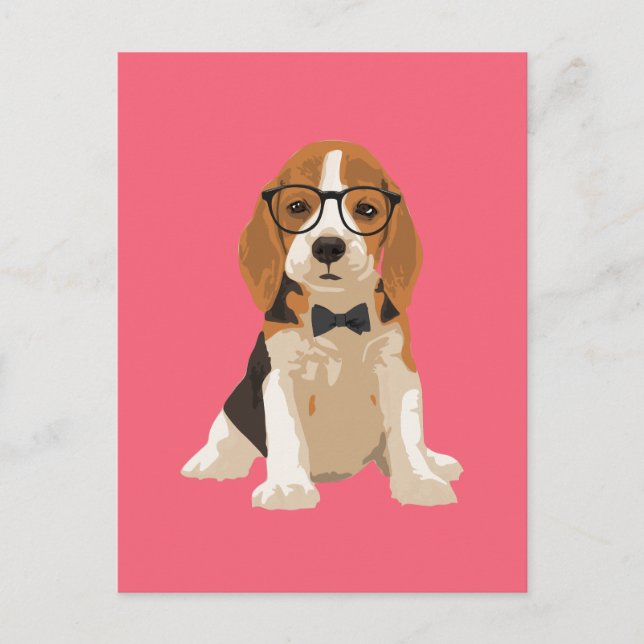 Cute Hipster Beagle Puppy-Hund för Hundälskare Vykort (Framsida)