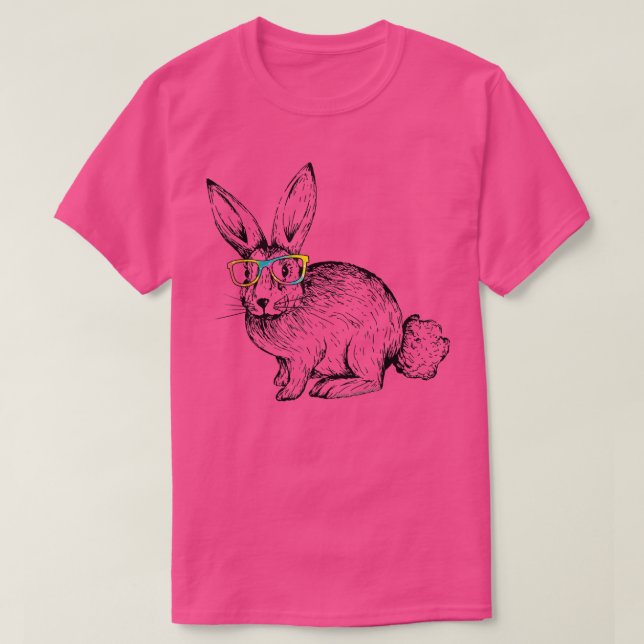 Cute Hipster Bunny Tie Dye Glasses Rabbit Älskare  T Shirt (Design framsida)