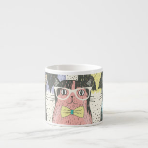 Cute Hipster Cats Mönster Espressomugg