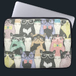 Cute Hipster Cats Mönster Laptop Sleeve<br><div class="desc">Cute Hipster Cats Mönster</div>