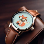 Cute Hipster Red Fox Armbandsur<br><div class="desc">En bra vektorillustration av en söt liten röd räv med ett överdimensionerat par glasögon.</div>