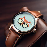 Cute Hipster Red Fox Armbandsur<br><div class="desc">En bra vektorillustration av en söt liten röd räv med ett överdimensionerat par glasögon.</div>