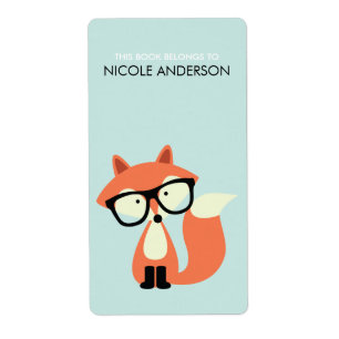 Cute Hipster Red Fox-bokplatta Fraktsedel